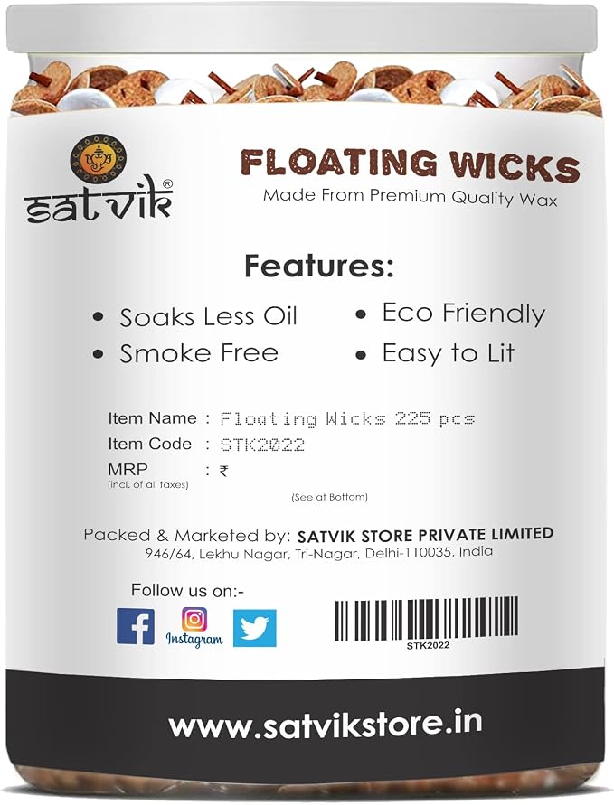 SATVIK STORE 225 Pieces 20mm Round Cork Floating Wicks for Oil Cups & Lamps