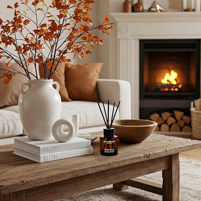 Golden Reverie Scent Aroma Diffuser – Room Scent Diffuser with Essential Oils – Long Lasting Reed Diffuser for Home, Bedroom, or Bathroom – Vanilla & Pear 50ml