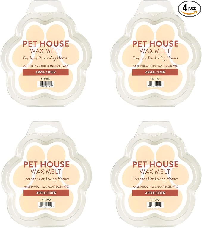 One Fur All Pet House Scented Wax Melts for Warmer - Long-Lasting Pet Friendly Plant Based Soy Wax Melts - Apple Cider Pack of 4