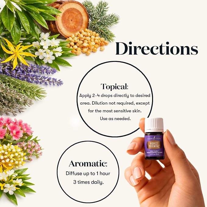 Young Living Highest Potential Essential Oil | 5 ml | Aromatherapy for Clarity, Confidence, & Well-Being | Ideal for Personal Use, Home, & Work