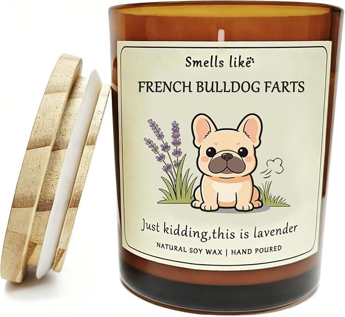 France Bulldog Gifts for Women - Dog Mom Candle Decor Bulldog Farts Candle Themed Gifts for Women for Pet Lovers Crafted by Natural Soy Wax Lavender Scented Candle ecoration for Christmas Birthday