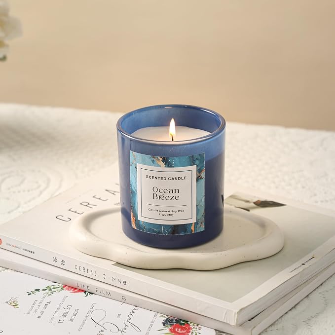 Ocean Breeze Candle,Summer Scented Candle,Natural Soy Wax Candles for Home Scented,Candle Gift for Women Men,11 oz