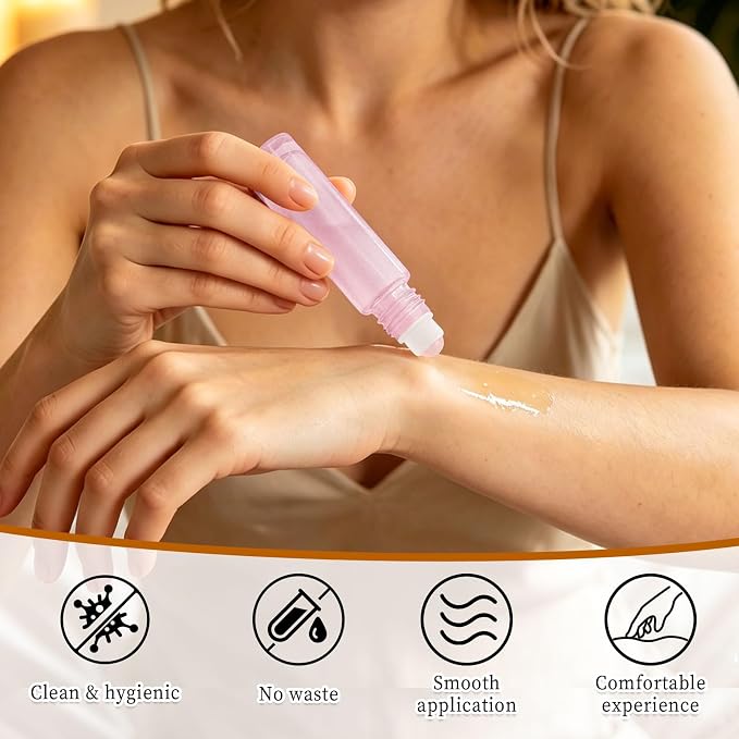 Cocurb 10ml Rose Quartz Roller Bottles with 8 Colors,Thick Travel Size Glass Bottles for Essential Oils Perfume with Liquid Dispensing Tools,Leak-Proof,Color Coding