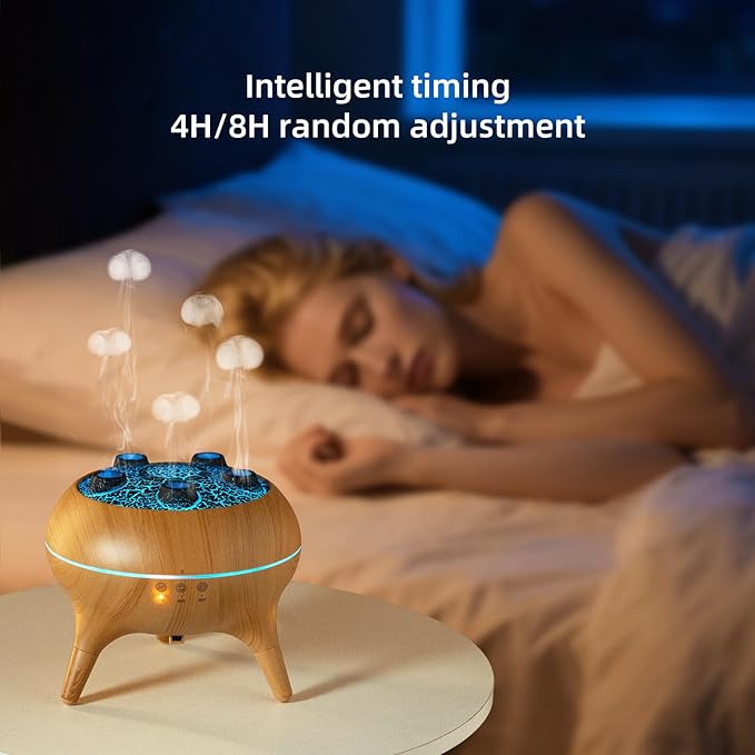 Essential Oil Diffuser 250ML,Jellyfish Diffuser Air Humidifiers Sound Pickup Ultrasonic Aromatherapy Diffuser Remote Control 7 Color Lights for Home Bedroom Office Hotel(Wood Color)