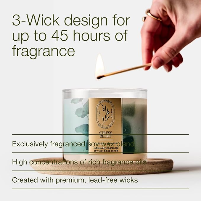 Bath & Body Works Eucalyptus Spearmint 3-Wick Candle - Scented Candle for At-Home Use - Long-Lasting, Room-Filling Fragrance - High Fragrance Oil Concentration - Soy Wax Blend - 2-Pack