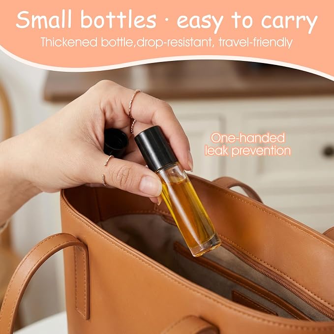 85 Pcs 10ml Clear Empty Essential Oil Roller Bottles Leakproof Glass Roll on Bottles with Stainless Steel Balls with 4 Droppers for Travel, DIY Perfume, Lip Gloss
