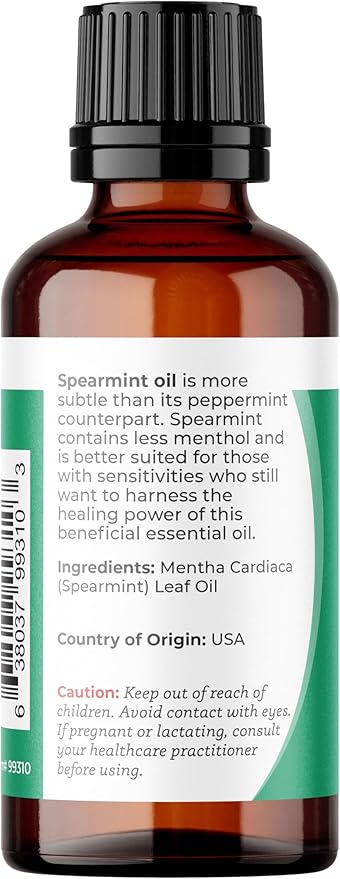 Viva Doria Spearmint Essential Oil, 100% Pure, Natural Spearmint Essential Oil, Undiluted, for Aromatherapy | Food Grade, 30 mL (1 Fluid Ounce)