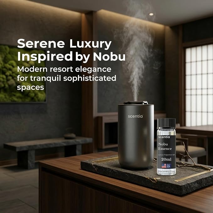 Scentia Nobu Essence Aromatherapy Oil for Diffuser – Hotel Scent Inspired by Nobu Hotel – 20 mL – Jasmine, Lily & Sandalwood Natural Fragrance Oil for Waterless & Cold Air Diffusers, Made in USA