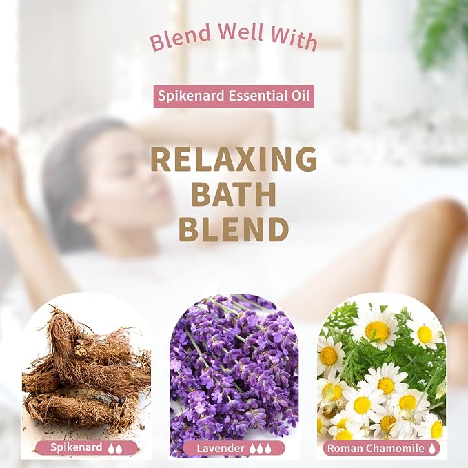 EUQEE Spikenard Essential Oil 118ml/4Fl Oz Spikenard Oil Premium Essential Oil with Glass Dropper Great for Yoga, Meditation, Massage, Diffuser, DIY Soap, Candle Making, Aromatherapy, Sleep