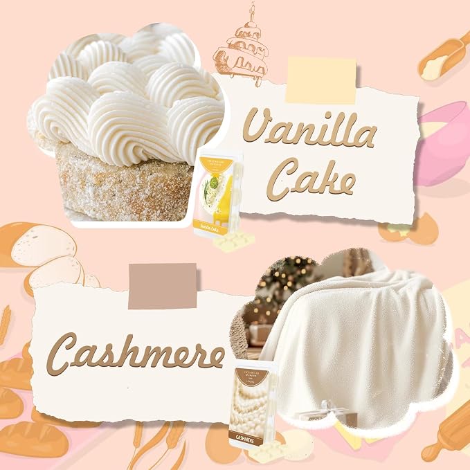 SCENTORINI Wax Melts, Wax Cubes Strong Scent, Summer Scents, 4 Cashmere & 4 Vanilla Cake Scented Wax Melts for Warmer, Home Fragrances