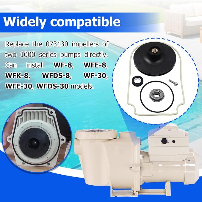 073130 Pump Impeller 2 HP with Impeller Repair Kit Fit for Pentair WhisperFlo WF-8 WFE-8 WFK-8 WFDS-8 WF-30 WFE-30 WFDS-30 1000 Series Pump