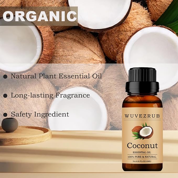 Coconut Essential Oil 10ML - 100% Pure and Natural for Aromatherapy Diffuser - 0.33 Fl Oz