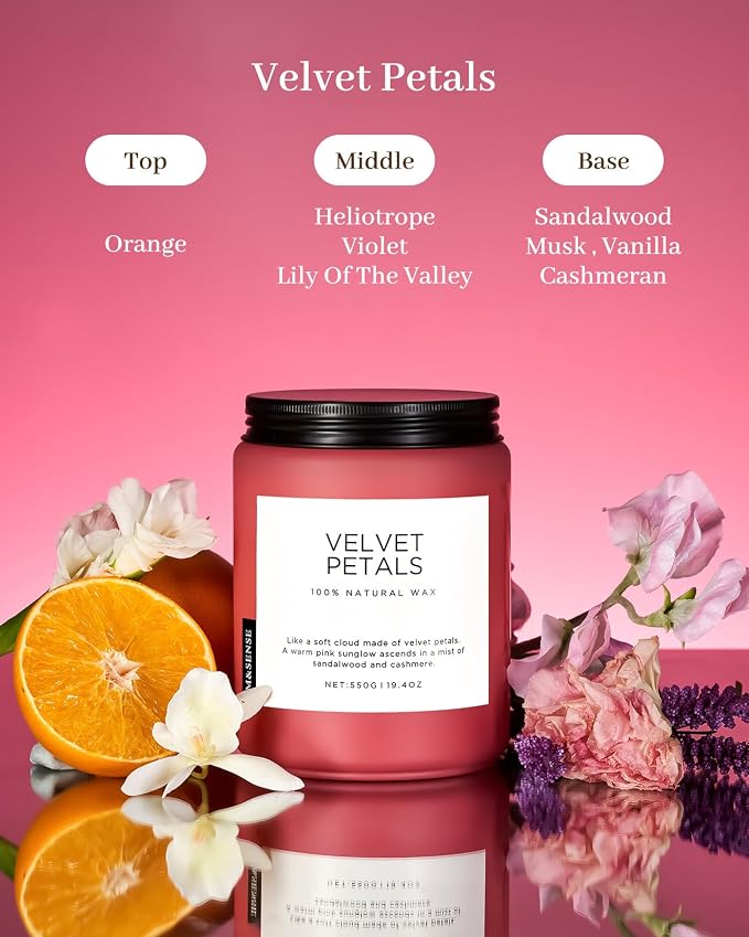 M&SENSE Sandalwood Rose Scented Candle, 19.4oz Large Soy Wax Candle for Home, 110 Hour Long-Lasting Non-Toxic Floral Aromatherapy Candle, Relaxing Self-Care Graduation Gift for Friends Daughter Son