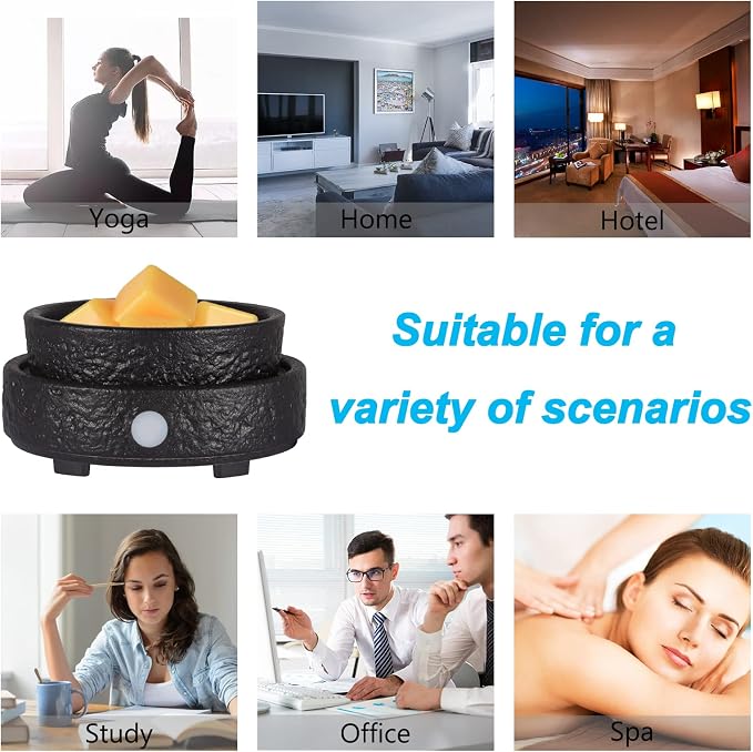 nawaza Ceramic Wax Melt Warmer Fragrance, 3 in1 Electric Candle Wax Warmer, Scented Wax Melt Wax Cubes Melter Fragrance Warmer for Home,Office, Birthday Gifts for Women Mom(Black)