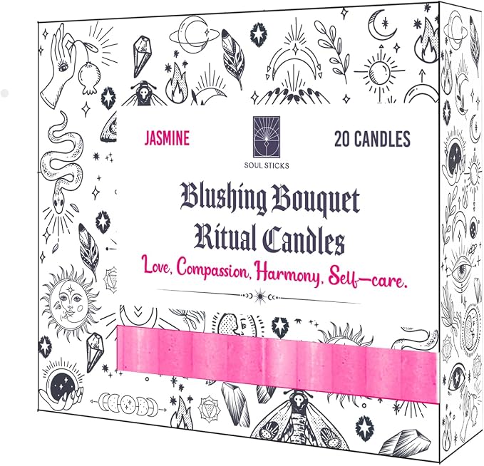 SOUL STICKS 4" Scented Ritual Candles Chime Taper Premium Candles 20 pcs for Rituals, Ceremonies, Meditation, Altar and Spells (Hot Pink/Jasmine)