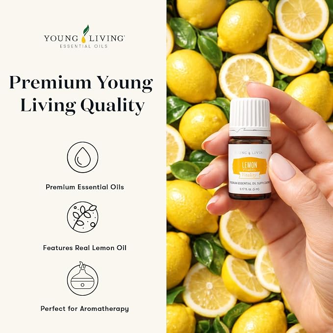 Young Living Lemon Vitality Essential Oil | 5 ml | Bright Citrus Flavor for Cooking, Baking & Beverages | Culinary Essential Oil for Tea, Desserts & Recipes | Seed to Seal Quality