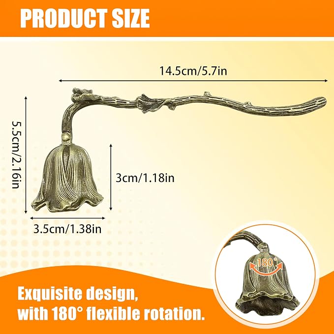 Vintage Candle Extinguisher Snuffer Metal Retro Candle Put Out Tool with Long Handle Antique Gold Candle Stopper Farmhouse Candle Accessories for Home Office Decor (Bronze)