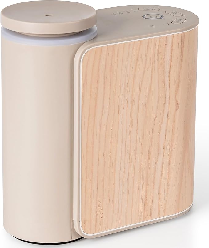 ZMARKRAFT® Waterless Essential Oil Diffuser w Solid Wood Cover 3 Timers 2 Mist Modes, Auto-Off Quiet Dual Fluid Aroma Diffuser, Portable Waterless Scent Diffuser w Lights, Room Decor Aromatherapy Gift