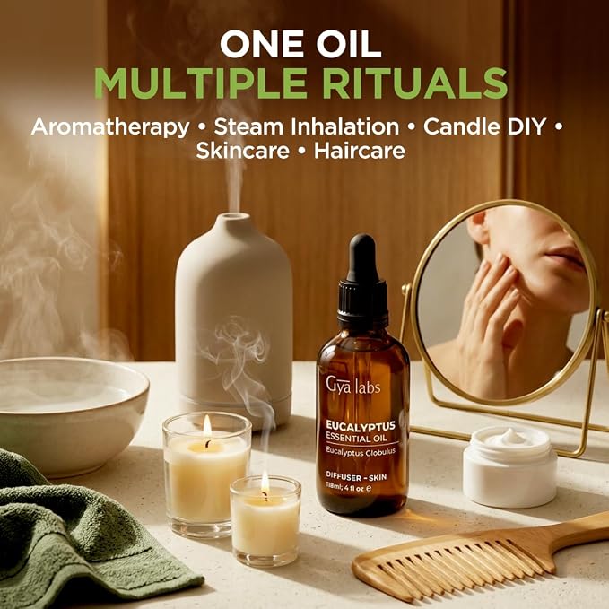 100% Pure Eucalyptus Essential Oil - 4 Fl Oz - Eucalyptus Oil for Hair, Skin, Diffuser, Aromatherapy & DIY Candle Making Scent