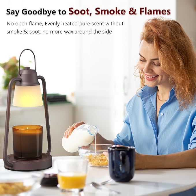 Candle Warmer Lamp with Timer Dimmer - Electric Wax Melt Warmer Lamp for Jar Candles, Vintage Candle Lamp Warmer with 2 Bulbs, for Women Mom, House Warming Gifts New Home Decor