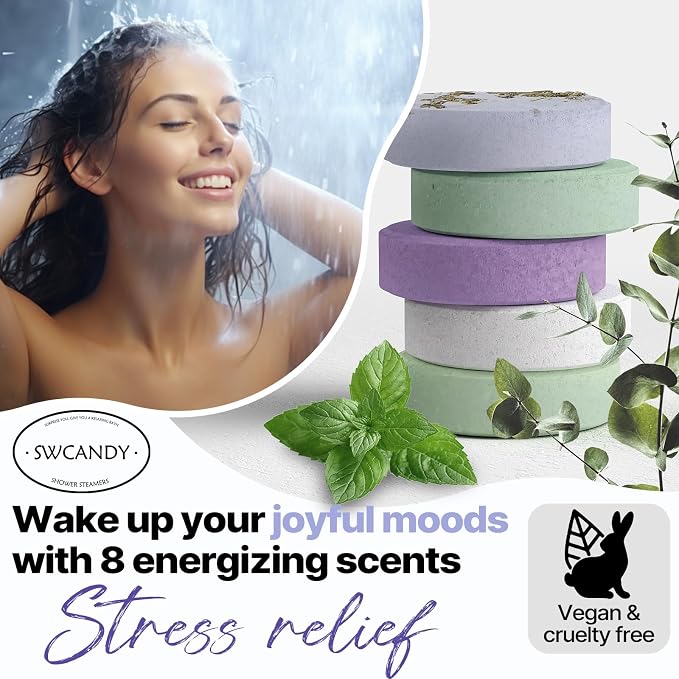 Shower Steamers Aromatherapy Birthday Gifts for Women - SWCANDY 8 Pcs Travel Essentials, Hotel Shower Spa Holidays Mom Wife Grandma Sister Her Self Care Relaxation with Natural Essential Oils Home