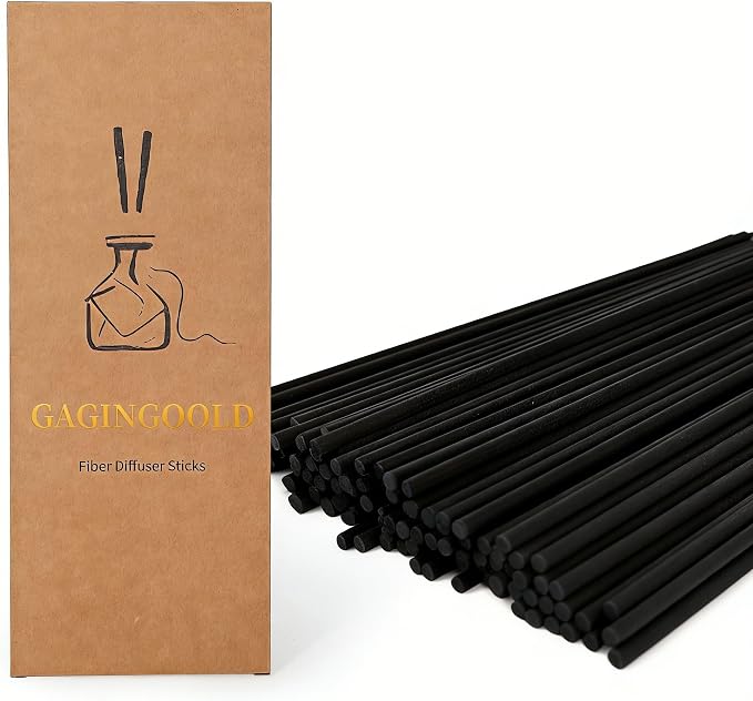 100 PCS Reed Diffuser Sticks, 11 Inch Fibre Diffuser Replacement Stick for Essential Oil Diffuser Refill, 4 mm Thick Aroma Diffuser Sticks for Home Office Bathroom Bedroom, Black