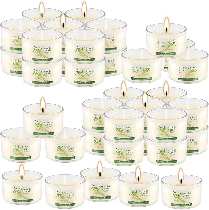 40 Pack Citronella Candles Bulk, Small Soy Wax Candles Bulk, Mini Portable Candles for Outdoor Patio Yard Home Wedding Party Camping Travel