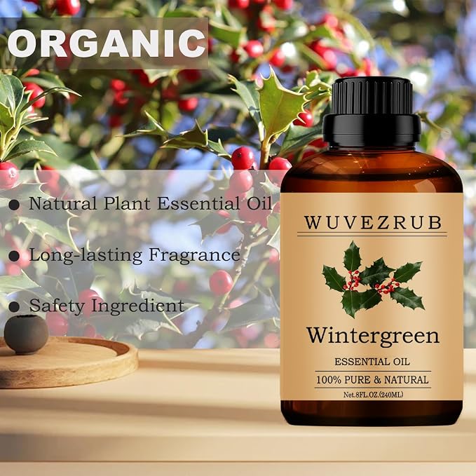Wintergreen Essential Oils, 240ML Pure and Natural Essential Oil for Aromatherapy Diffuser - Wintergreen /8 Fl Oz