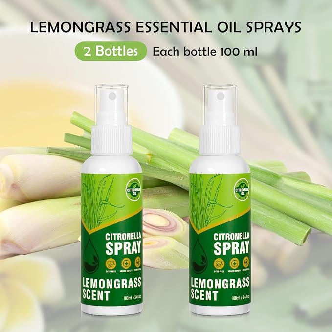 SCENTORINI Citronella Spray with Lemongrass Essential Oil, DEET-Free, 6.76 oz (2 Pack) Air Freshener Mist, Plant-Based for Home, Patio, Outdoor, Courtyard, Camping, Hiking, Traveling, Fishing