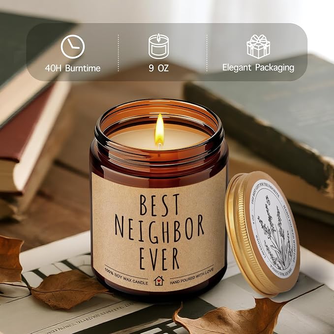 Best Neighbor Ever Candle Gifts for Neighbor, Thanksgiving Christmas Thank You Gift for Neighbors Women Men, Funny Goodbye Moving Housewarming Candle Gift for New House for neighbors-77