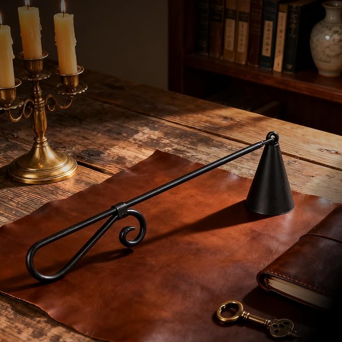 Iron Vintage Black Candle Snuffer, 9.37 Inch Long Handle with 1.57 Inch Bell, Home Decor
