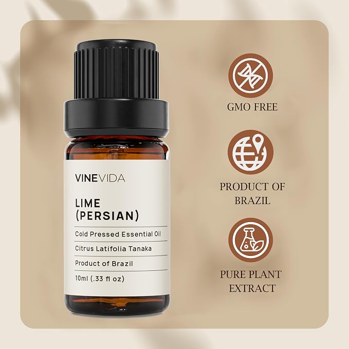 VINEVIDA Lime Essential Oil 10 mL - Undiluted Lime Oil 10 mL - Lime Candle Oil Scent - DIY Candle Scents for Candlemaking - 10 mL Essential Oil for Soap Making Safe for Skin