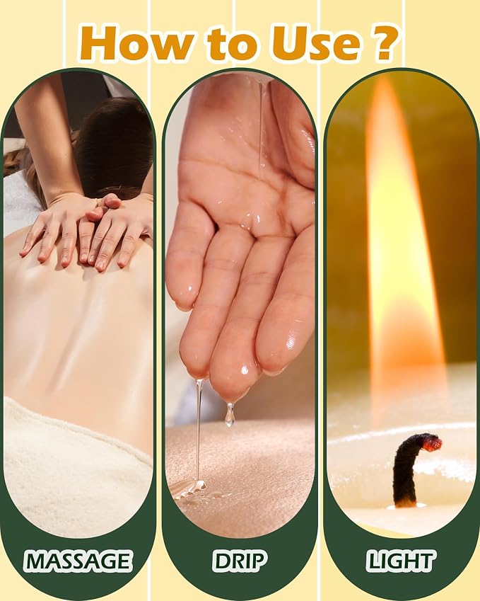 Soybean Wax Warming Massage Oil Candle for Stress Relief and Skin Moisturizing, Couples Massage, Romantic Gift SPA for Home Scented Candle Body Oil - Caramel Whisky Scent 2.35 OZ