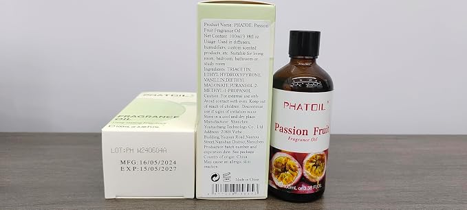 PHATOIL 3.38FL.OZ Passion Fruit Fragrance Oils for Aromatherapy, Essential Oils for Diffusers for Home, Perfect for Diffuser, Yoga, Skin Care, DIY Candle and Soap Making - 100ml