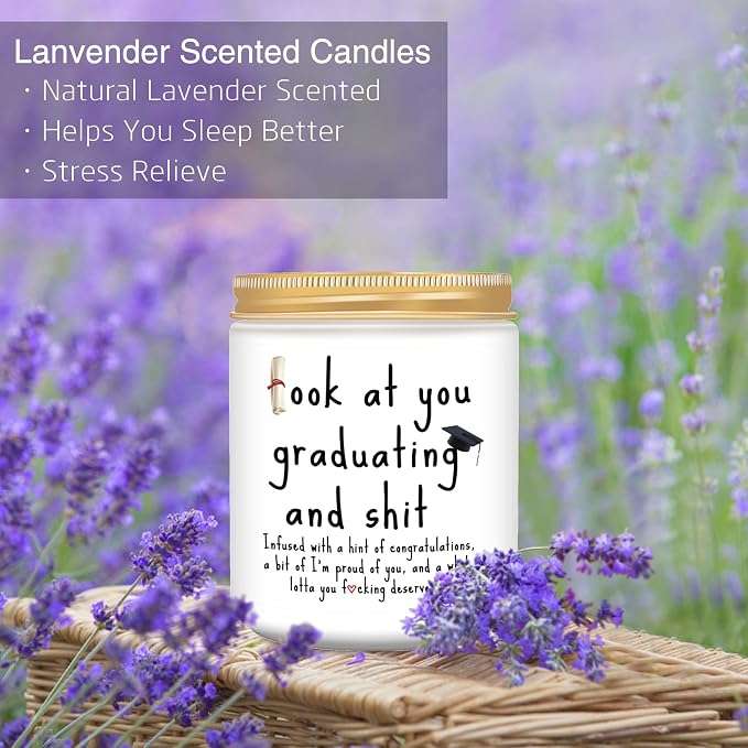 Graduation Gifts, 2026 Funny Graduation Gift for Her Him, Best Grad High School College Congratulations Masters PhD Degree Nurse - Lavender Scented Candles