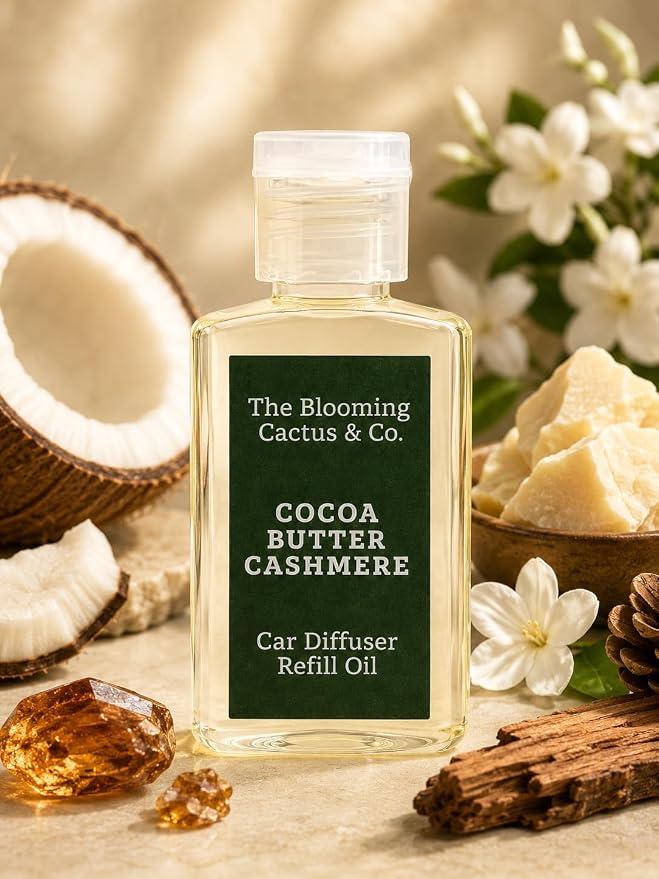 Car Diffuser Oil Refill 1 oz – Essential Oil Car Air Freshener Refill for Hanging Car Diffuser, Long Lasting Fragrance Oil, Phthalate Free, Multiple Scents. (Cocoa Butter Cashmere)