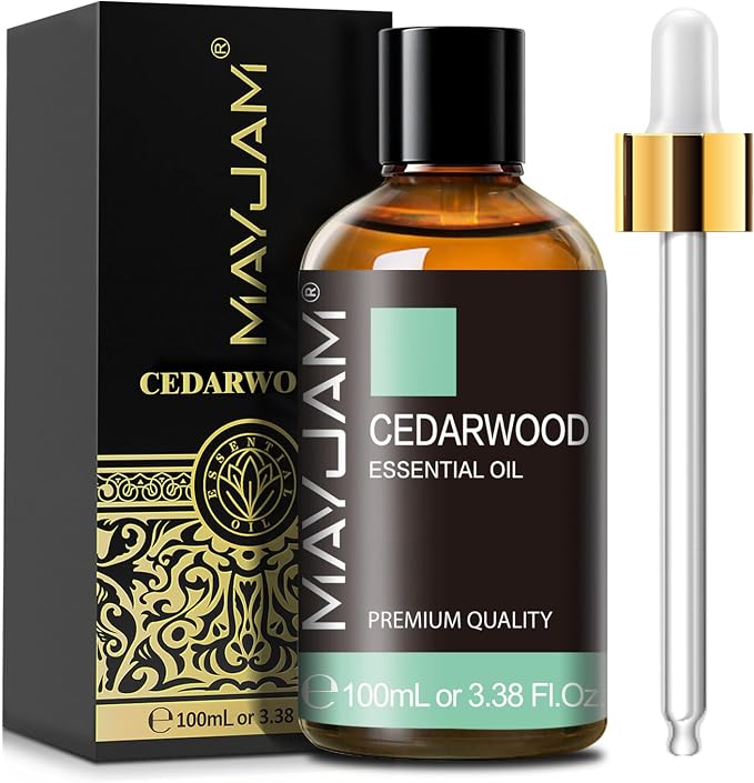 Cedarwood Essential Oil 100ML/3.38FL.OZ, MAYJAM Premium Grade Cedarwood Oil Essential Oils with Glass Dropper, Great for Aromatherapy Diffuser and DIY Soap Making