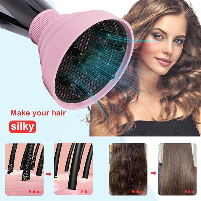 Universal Collapsible Hair Dryer Diffuser Attachment-Foldable Portable Travel and Easy Storage Hair Diffuser Fit Most Hair Dryers with Nozzle Diameter D-1.575Inch to 1.968 Inch (4-5cm)- Pink