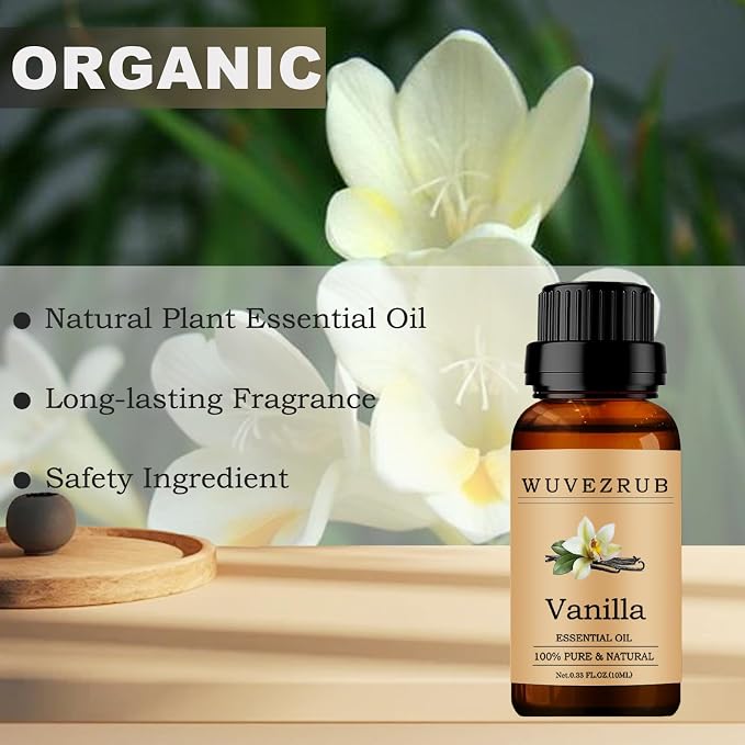 Vanilla Essential Oils 10ML, 100% Pure and Natural Essential Oil for Aromatherapy Diffuser - 0.33 Fl Oz/Vanilla
