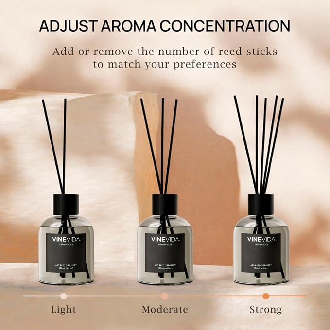VINEVIDA Reed Diffuser Lemongrass & Ginger | Diffuser Reed for Home & Bathroom | Long-Lasting Scent Sticks Set | Oil Stick Diffuser | Bathroom Scent