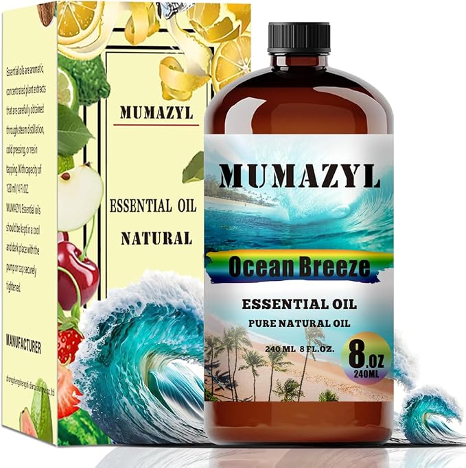 Ocean Breeze Essential Oil, Ocean Breeze Oil 8 Fl Oz 240ML for Diffuser Humidifier Yoga Cleaning DIY Candle Soap Making MUMAZYL Essential Oils