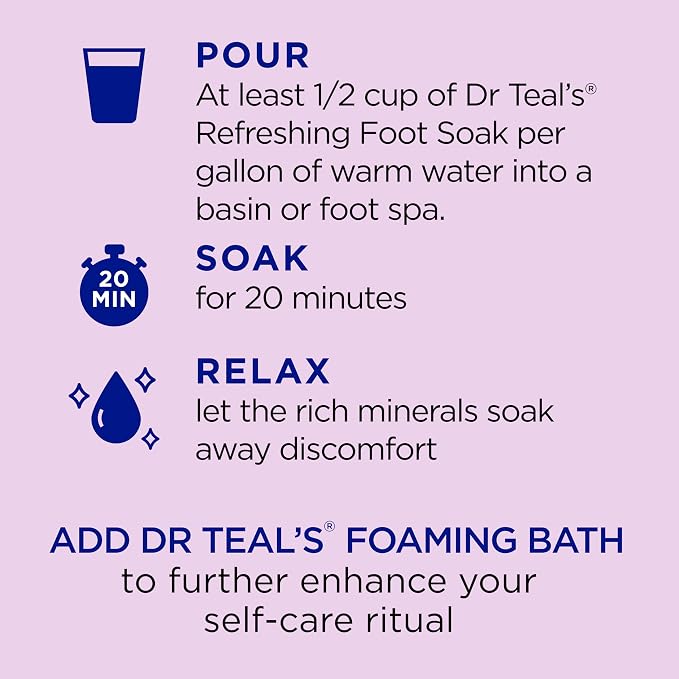 Dr Teal’s Foaming Bath with Pure Epsom Salt, Soothe & Sleep with Lavender, 34 Ounces (Packaging May Vary)
