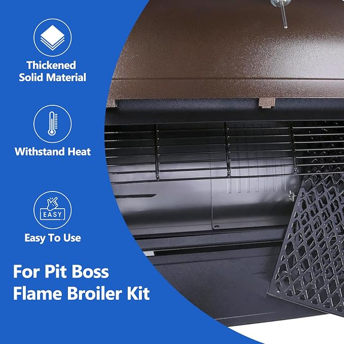 Flame Broiler Kit Replacement Parts for Pit Boss PB1100PS1 PB1150PS2 PB1600PS1 Pro Series 1100 1150 1600 Smoker Grill Parts Austin XL PB1000XLW1 Sportsman PB1000SP Main Plate Slide Cover