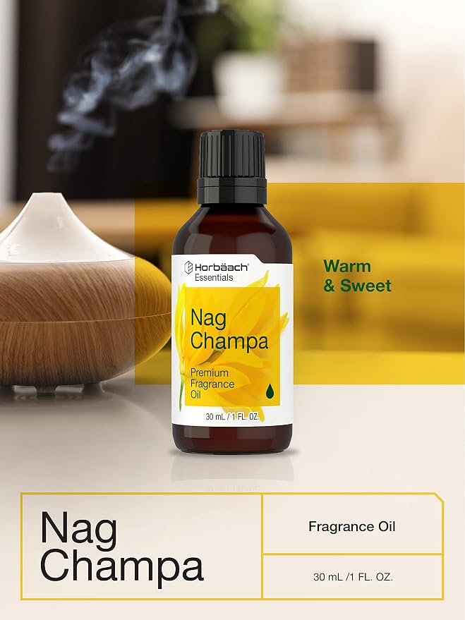 Horbäach Nag Champa Fragrance Oil | 1 fl oz (30ml) | Premium Grade | for Diffusers, Candle and Soap Making, DIY Projects & More