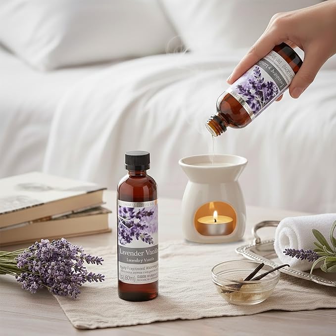 Hosley Set of 2 Lavender Vanilla Fragrance Warming Oils 5 Ounce Ideal Gift for Weddings Spa Reiki Meditation Bathroom Settings P1