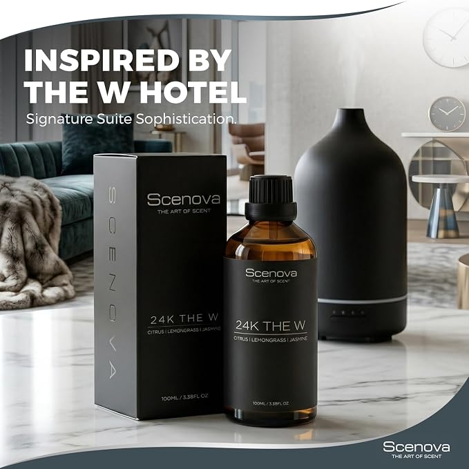 24k The W Diffuser Oil, Inspired by The W Hotel. IFRA Certified Max Concentration, 100ml 3.3 Fl. Oz.Aromatherapy. Citrius, Floral, Jasmine. Non GMO, Kid and Pet Safe.
