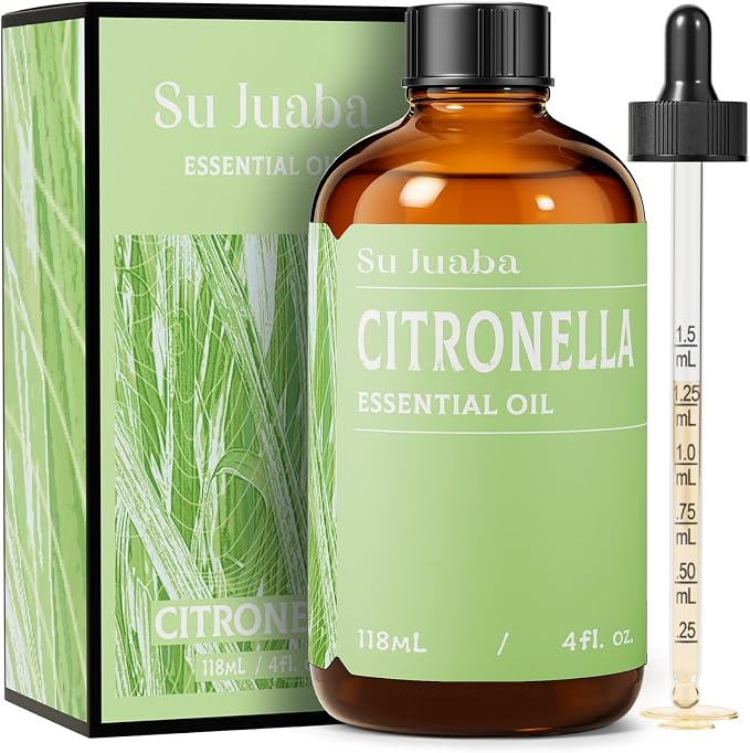 SU JUABA Citronella Oil 4 Fl Oz, Aromatherapy Oil for Diffuser, Massage, Hair & Skin Care - 118ML