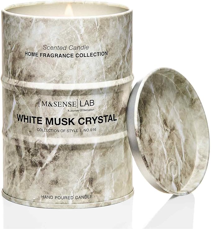 M&SENSE Spring Candle, White Musk Scented, 11.3 oz | Natural Non Toxic, Aromatherapy, Stress Relief Meditation Relaxing, Housewarming Gifts