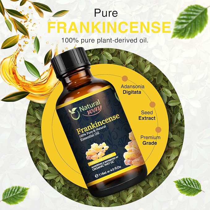 Frankincense Essential Oil | Pure Aromatherapy Oil for Diffusers, Hair Growth, Skin, Scalp Care, Massage | Refreshing Hair Oil for Women & Men | Natural Essential Oil for Diffuser | 4 Fl Oz (120 mL)