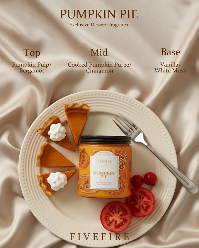 Pumpkin Pie Scented Candles for Autumn Home, 13oz Natural Soy Wax 2-Wick Jar, Up to 76-Hour Clean Burn, Warm Spiced Pumpkin Home Fragrance, Gift for Women Men